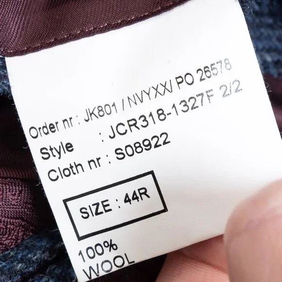 Cordings London Herringbone Tweed Blazer 44R Navy 100% Wool Jacket - Picture 13 of 15